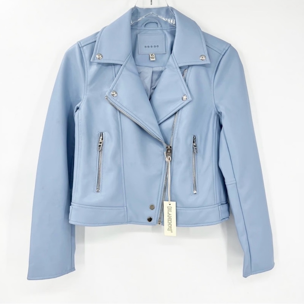 Blank NYC Light Blue Leather Jacket